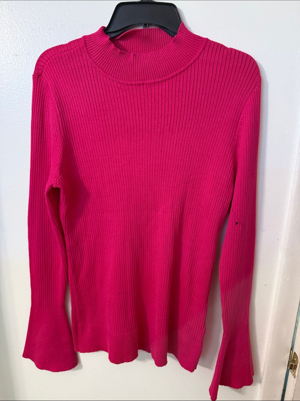 DKNY Hot Pink Ribbed Mock Neck Sweater